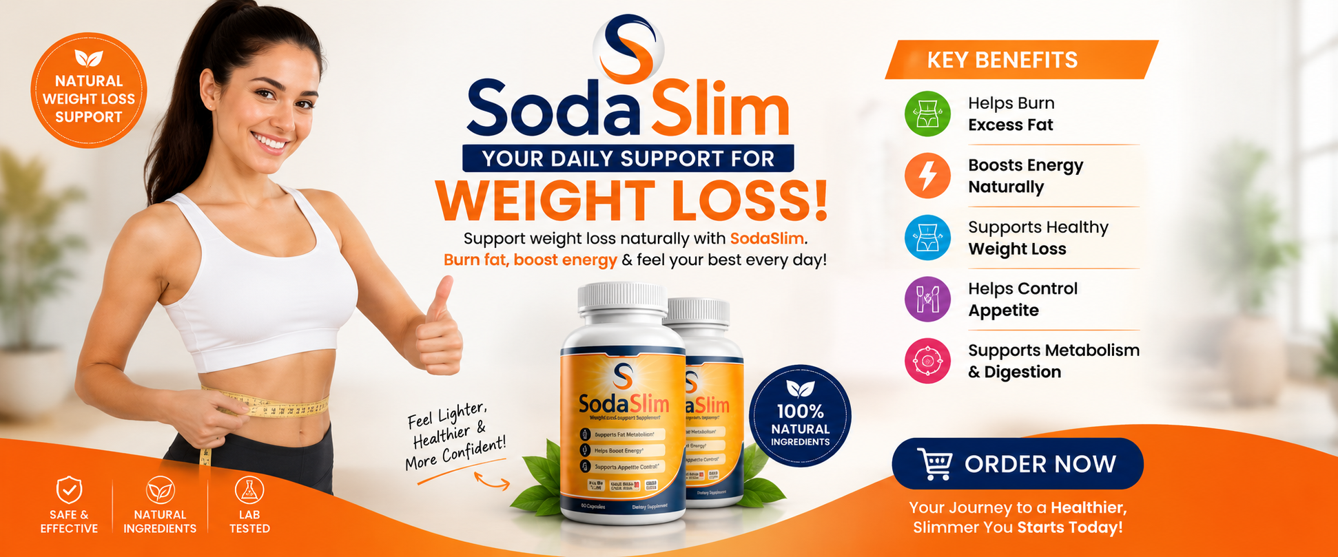 SodaSlim key benefits — burn fat, boost energy, control appetite, support metabolism